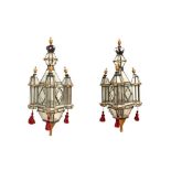 A PAIR OF VENETIAN GONDOLA LANTERNS, 19TH CENTURY