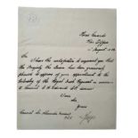 LETTER SIGNED BY GEORGE, DUKE OF CAMBRIDGE