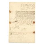 DOCUMENT SIGNED BY PRINCE GEORGE OF DENMARK, CONSORT TO QUEEN ANNE