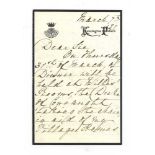 AUTOGRAPH LETTER BY PRINCESS MARY ADELAIDE OF CAMBRIDGE, DUCHESS OF TECK