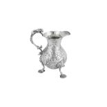 A George II sterling silver cream jug, London 1756 by W.? probably Walter Brind