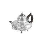 A George IV sterling silver teapot, London 1828 by Richard Sibley I