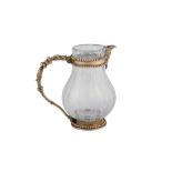 A late 19th century French 950 standard silver gilt mounted glass small jug, Paris circa 1880 by Emi
