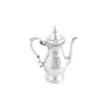 A mid-20th century American sterling silver coffee pot, New Jersey circa 1940 by Fisher Silversmiths