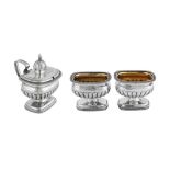 An early 19th century Dutch 935 standard silver cruet set, Amsterdam 1835 by PP under a crescent