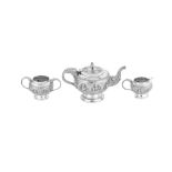 An early 20th century Anglo – Indian unmarked silver three-piece tea service, Madras circa 1920