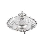 A George V sterling silver inkstand, Sheffield 1911 by Walker and Hall