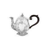 An early 20th century German 800 standard silver bachelor teapot, circa 1910 by GG over H (untraced)