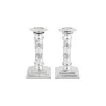 A pair of early 20th century Chinese Export silver dwarf or desk candlesticks, Canton circa 1910 ret