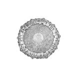 A George IV sterling silver salver, Sheffield 1824 by Robert Gainsford