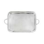 A George V sterling silver twin handled tray, Birmingham 1927 by K&L