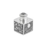 An early 20th century Chinese Export silver small tea caddy or inkwell, Canton circa 1900