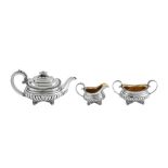 A George IV / William IV provincial sterling silver three-piece tea service, the teapot York 1827 th