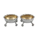 A pair of early 18th century silver salts, probably Austrian circa 1730