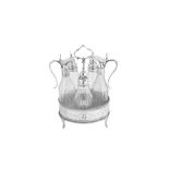 A George III sterling silver five bottle cruet, London 1785 by Hester Bateman