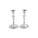 A pair of Victorian sterling silver candlesticks, Sheffield 1898 by Hawksworth, Eyre & Co Ltd