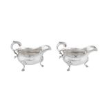 A pair of George III sterling silver sauce boats, London 1773 by William Brind (this mark reg. 11th