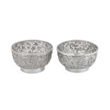 Two early 20th century Chinese Export silver salts, circa 1900