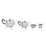 A Victorian sterling silver four-piece tea service, London 1891/98 by Wakley and Wheeler