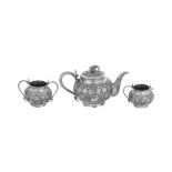 A good late 19th / early 20th century Anglo – Indian silver three-piece tea service, Lucknow circa 1