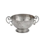 A mid-18th century German silver small twin handled porringer, apparently Landshut circa 1750 by Mar