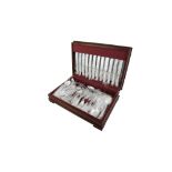 A cased Elizabeth II sterling silver table service of flatware / canteen, Sheffield 1987 by SC