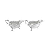 A pair of very large George III Irish sterling silver sauceboats, Dublin circa 1770 by Ambrose Boxwe