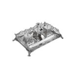 A Victorian sterling silver inkstand, London 1844 by Charles Thomas Fox and George Fox