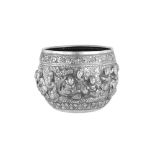 An early 20th century Burmese unmarked silver bowl, Mandalay circa 1900