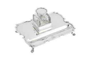 A Victorian sterling silver inkstand, London 1900 by Charles Stuart Harris
