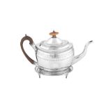 A George III sterling silver teapot on stand, London 1801 by George Burrows