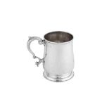 A George II sterling silver half-pint mug, London circa 1750 maker and date obscured