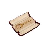 A cased Edwardian 9 carat gold presentation key, Birmingham 1902 by Marples and Beasley