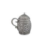 A late 19th century Anglo – Indian unmarked silver mustard pot, Cutch circa 1890