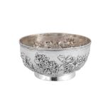 A late 19th century Chinese Export silver bowl, Canton circa 1890 retailed by Wang Hing