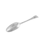 A George I sterling silver tablespoon, London 1725 by Phillip Roker II (reg. 17th Aug 1720)