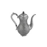 A late 19th / early 20th century Anglo – Indian unmarked silver coffee pot, Kashmir circa 1900