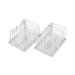 A pair of Elizabeth II modernist sterling silver toast racks, London 1973 by John Alistair Donald