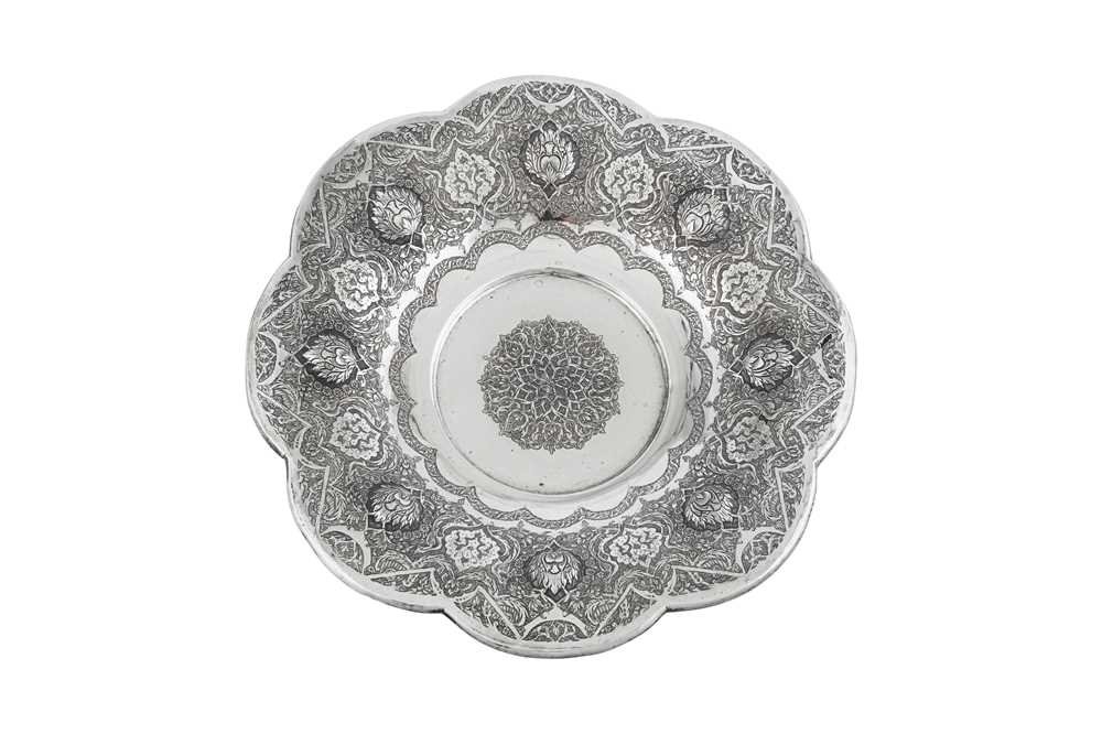A mid-20th century Persian (Iranian) silver footed fruit bowl, Isfahan circa 1950