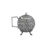 An early 20th century Anglo – Indian unmarked silver mustard pot, Cutch circa 1910