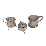 A MIXED GROUP OF STERLING SILVER MUSTARD POTS