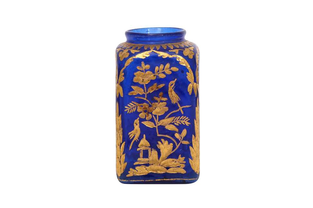 A WHEEL-CUT AND GILT COBALT BLUE GLASS INKWELL Mughal India, 18th century - Bild 3 aus 4