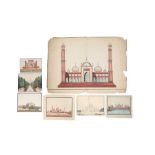 SEVEN COMPANY SCHOOL PAINTINGS OF RENOWNED INDIAN ARCHITECTURAL LANDMARKS Delhi school, Northern Ind