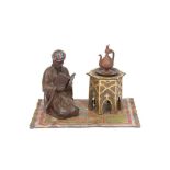 A FRANZ BERGMAN COLD-PAINTED BRONZE INKWELL WITH A MUSLIM SCHOLAR READING Vienna, late 19th - early