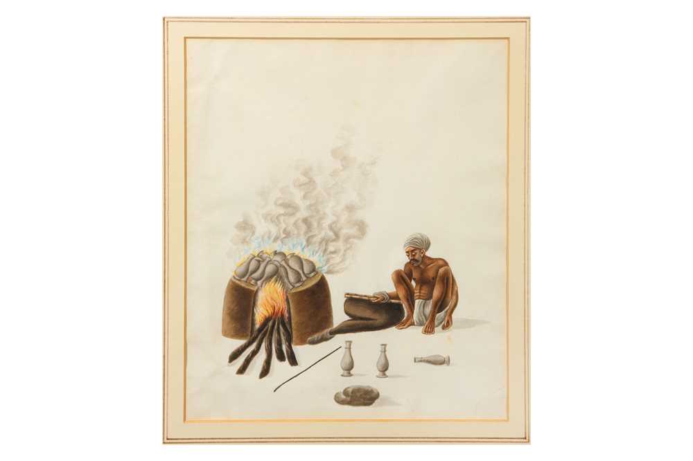 TWO COMPANY SCHOOL PORTRAITS OF INDIAN POTTERS Possibly Patna or Benares, Northern India, ca. 1840 - - Bild 7 aus 8