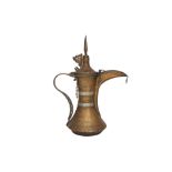 A BAHRAINI QURAYSHIA BRASS COFFEE POT (DALLAH) Al-Manamah, Bahrain, late 19th - early 20th century