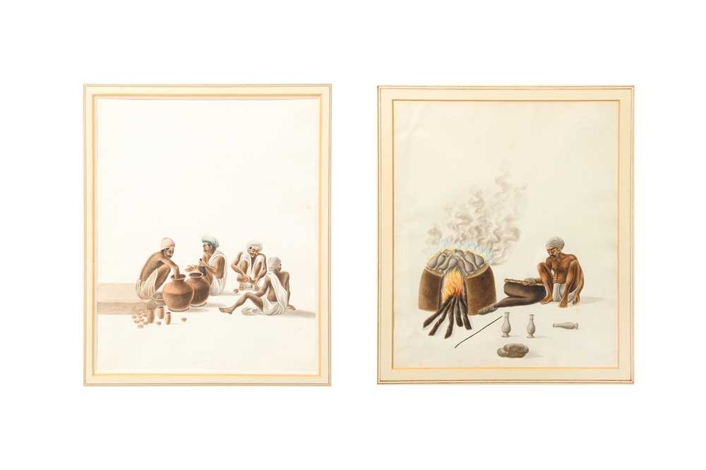 TWO COMPANY SCHOOL PORTRAITS OF INDIAN POTTERS Possibly Patna or Benares, Northern India, ca. 1840 -