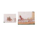 TWO MICA PAINTINGS WITH RULERS ON HORSEBACK Patna or Murshidabad, India, ca. 1820 - 1840