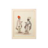 A COMPANY SCHOOL PAINTING OF TWO SINDHI SARDARS IN CONVERSATION Sindh, Punjab Hills, Northern India,