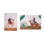 TWO MICA PAINTINGS WITH RIDERS ON CAMELS' BACK Possibly Patna or Benares, India, mid to late 19th ce